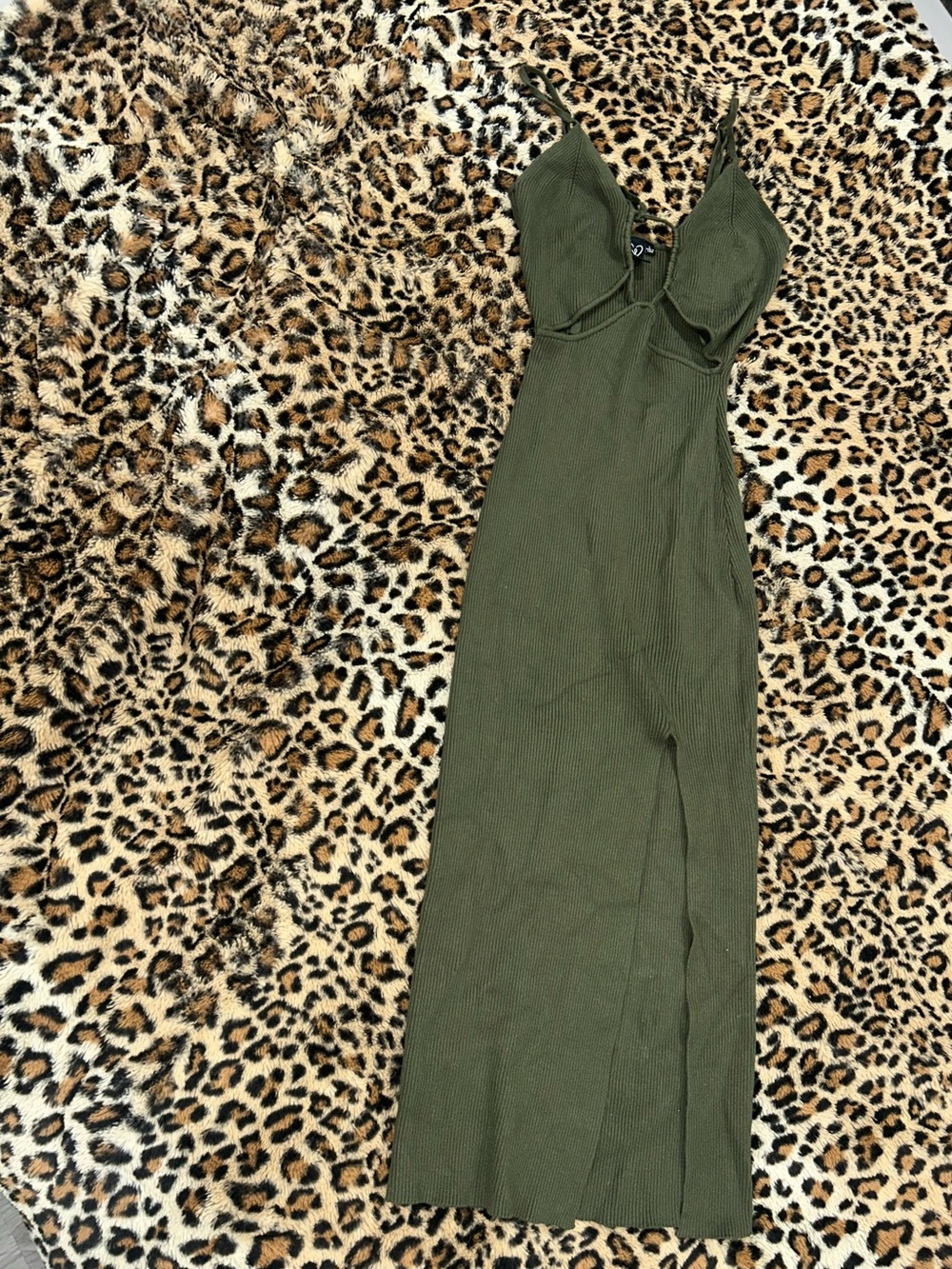 Windsor Olive Ribbed Maxi Dress with Spaghetti Straps